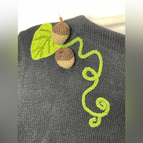 Belle Pointe Vintage Cardigan Sweater Fall Embellishments Black Thanksgiving - Picture 10 of 10